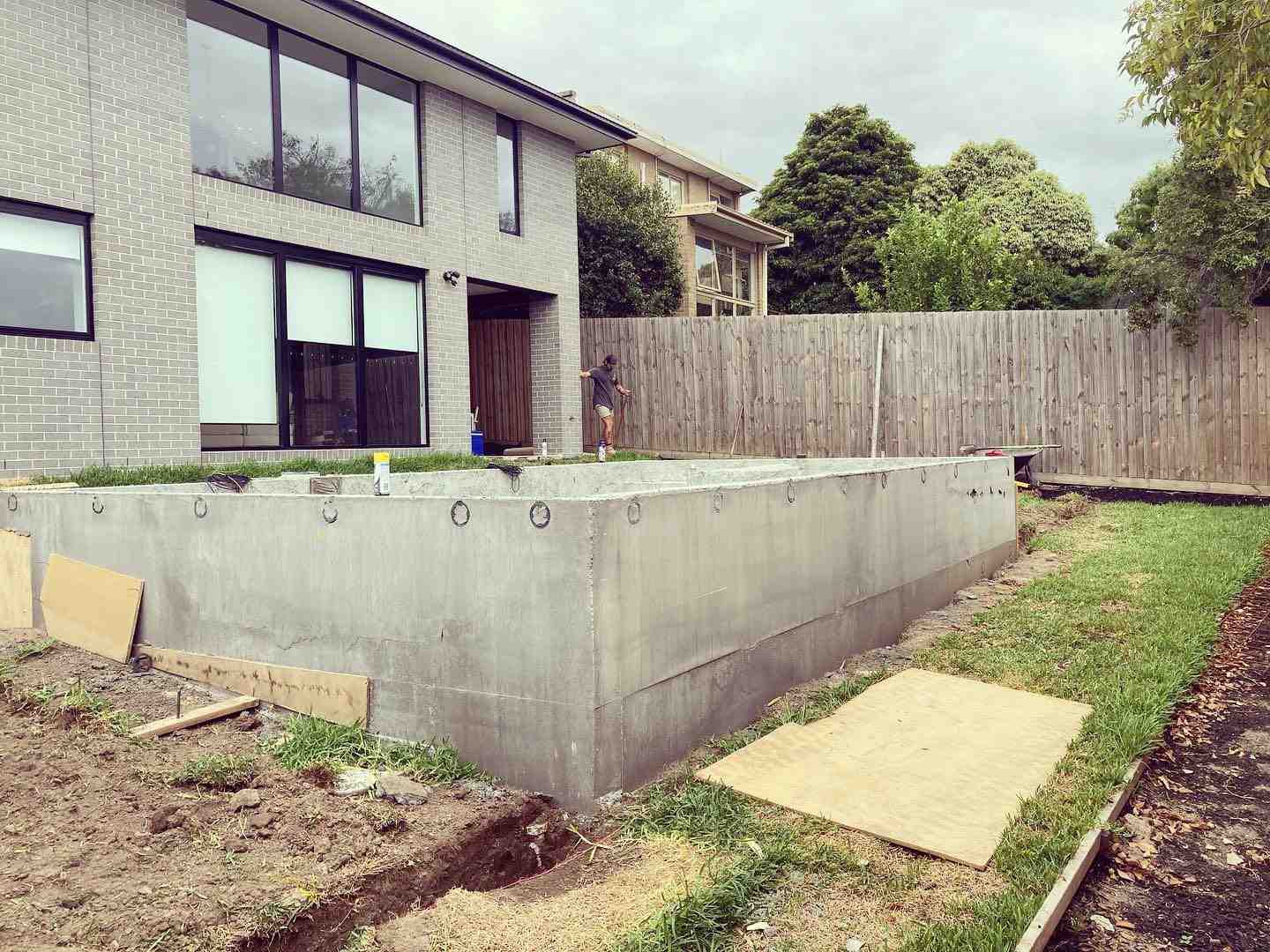Concrete Semi-Inground Block Pool before a construction